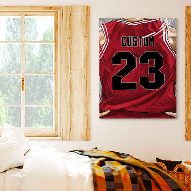 Chicago Jersey Custom Canvas Print Wall Art for Boy Girl Men Women Basketball Personalized Canvas Art